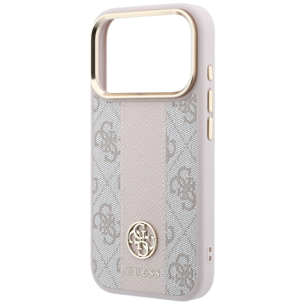 Guess 4G med Stripe-logoer (runde og Classic) – MagSafe-etui til iPhone 17/18 Pro Max – Rosa