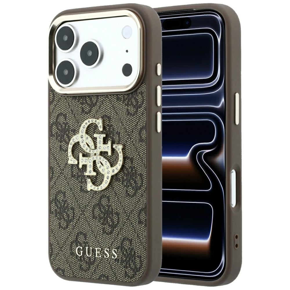 Guess 4G & Big Strass-logo-etui til iPhone 17 Pro Max / 18 Pro Max – brun