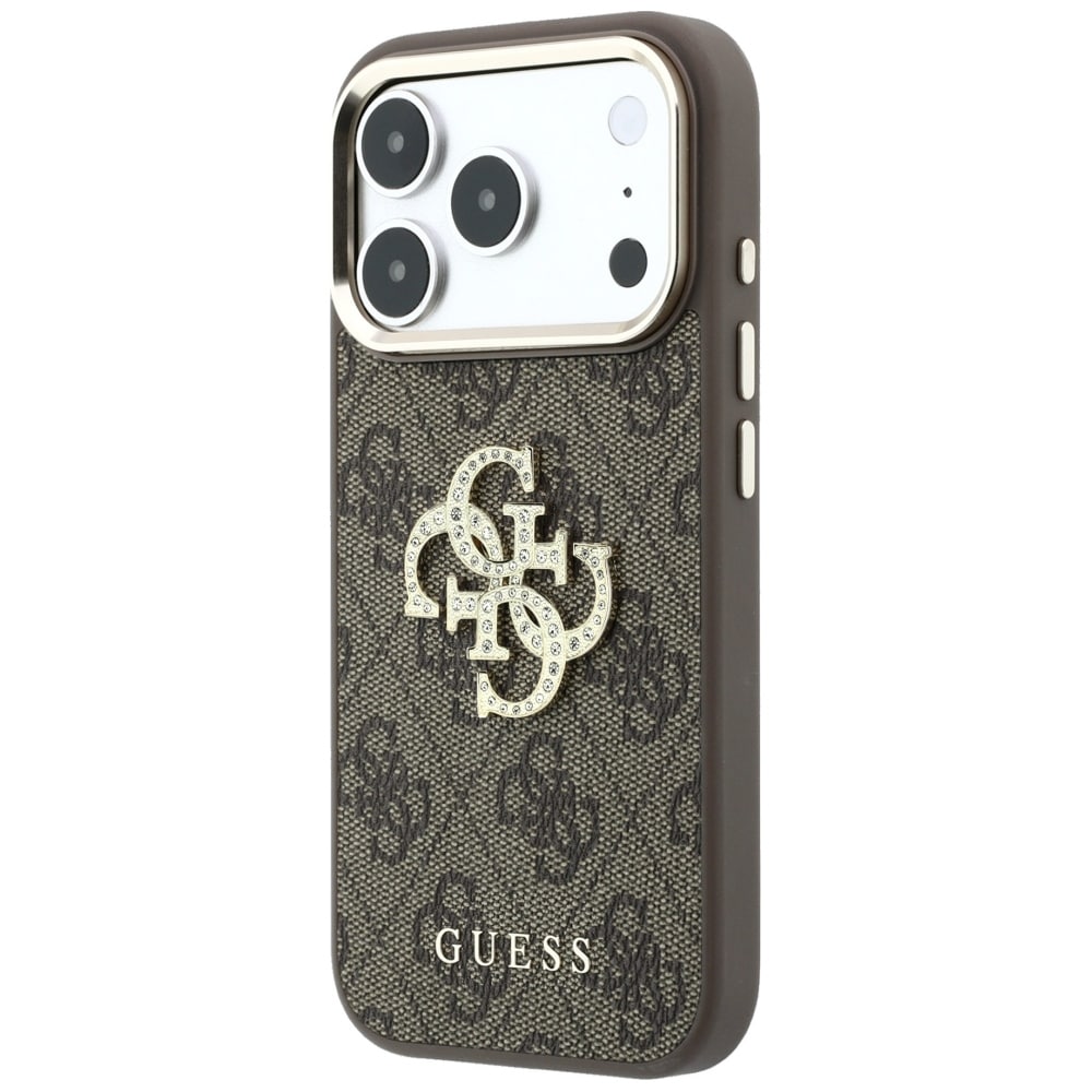 Guess 4G & Big Strass-logo-etui til iPhone 17 Pro Max / 18 Pro Max – brun
