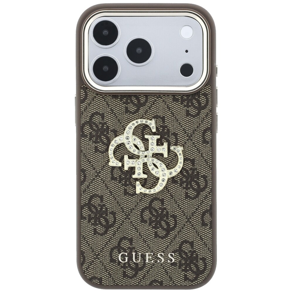 Guess 4G & Big Strass-logo-etui til iPhone 17 Pro Max / 18 Pro Max – brun