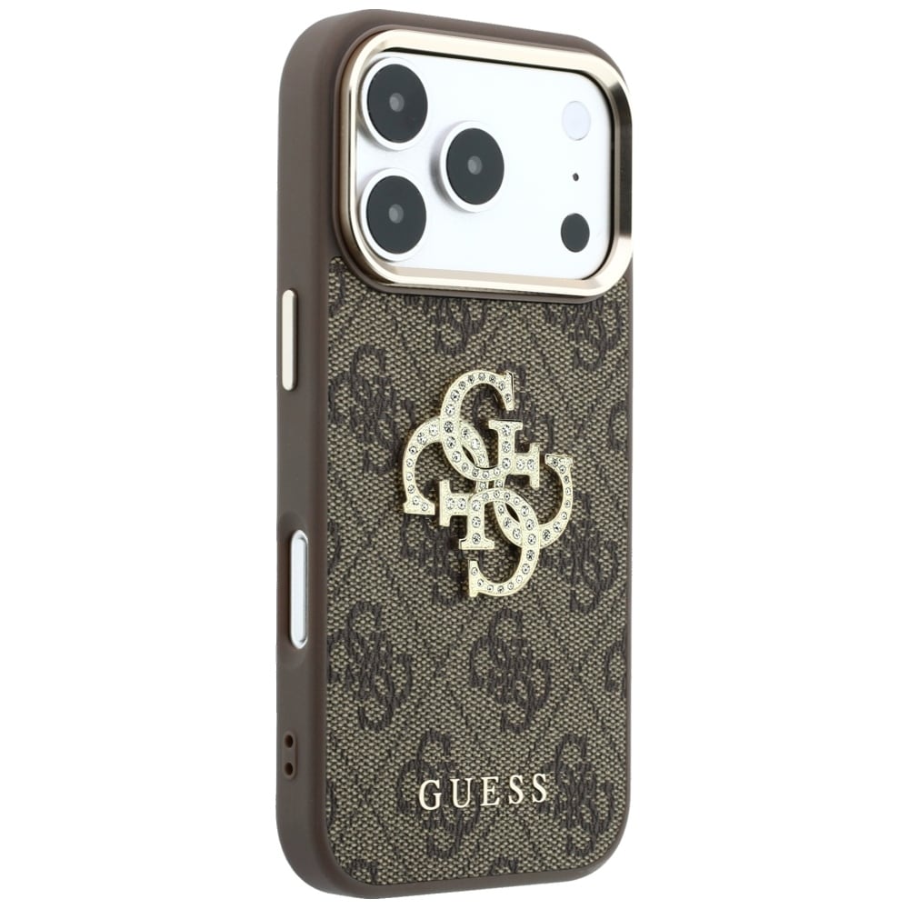 Guess 4G & Big Strass-logo-etui til iPhone 17 Pro Max / 18 Pro Max – brun