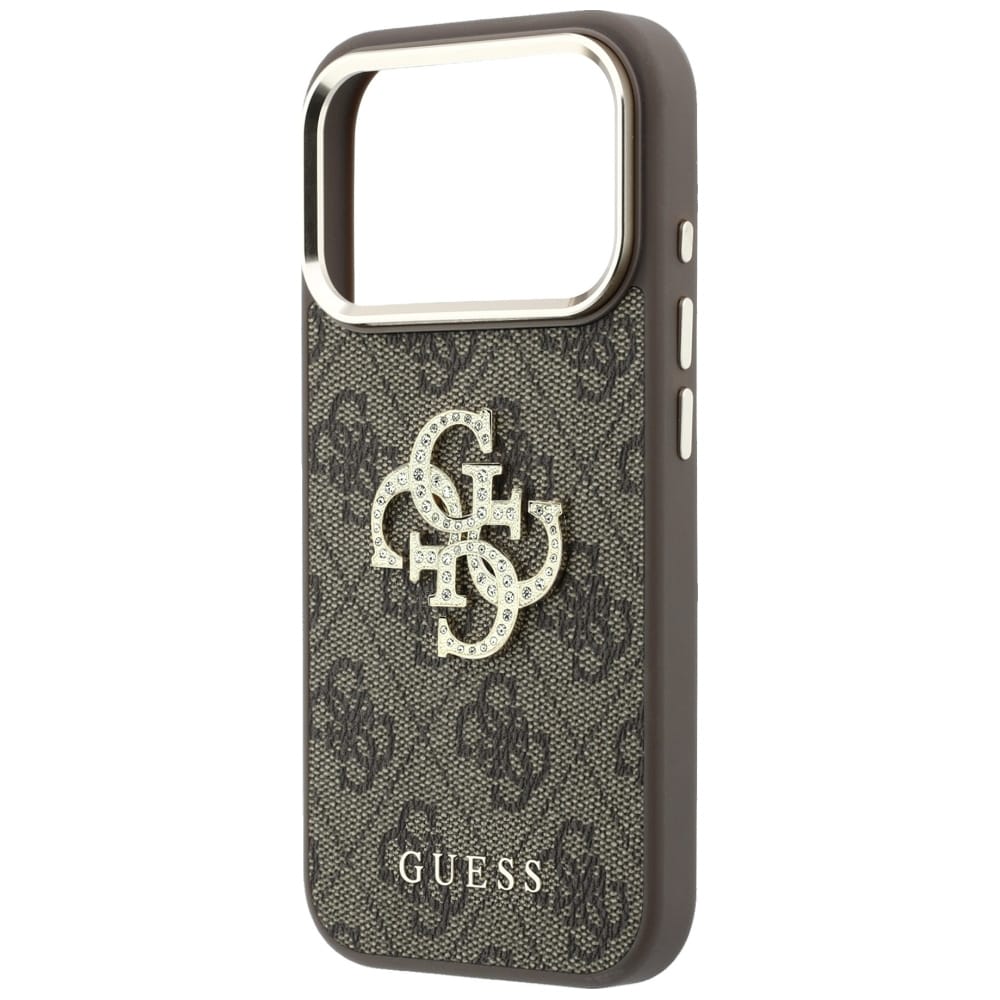 Guess 4G & Big Strass-logo-etui til iPhone 17 Pro Max / 18 Pro Max – brun