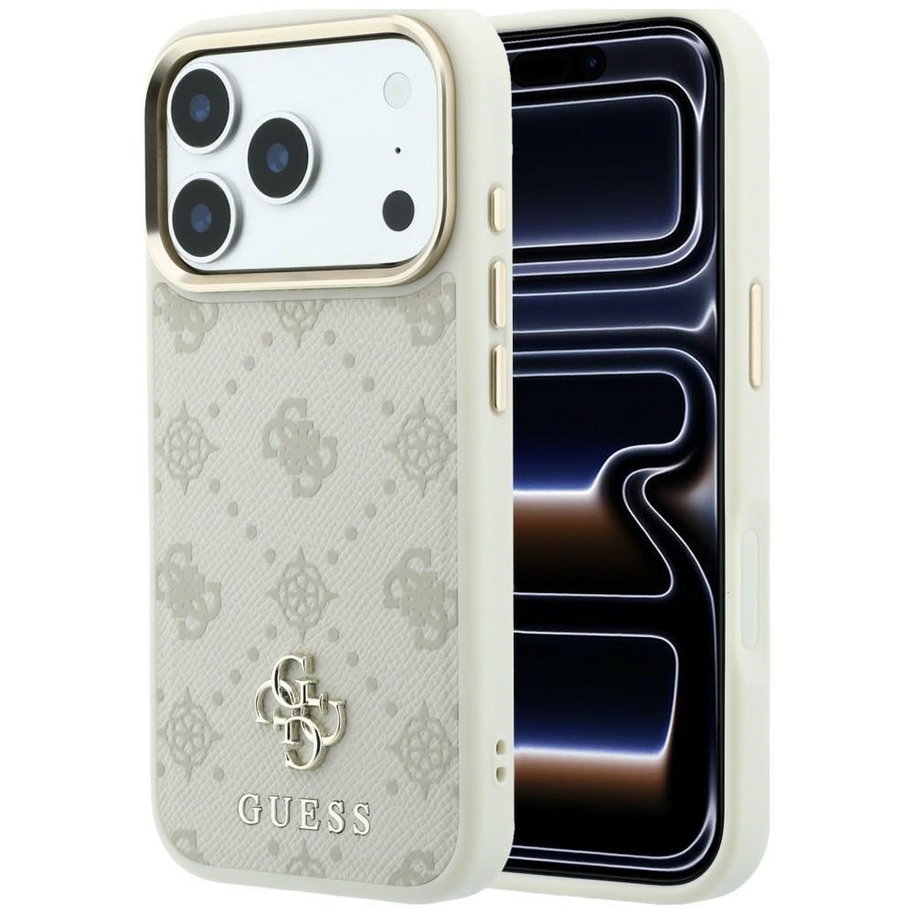 Guess Peony 4G MagSafe-etui med lite logo til iPhone 17 Pro Max / 18 Pro Max – beige