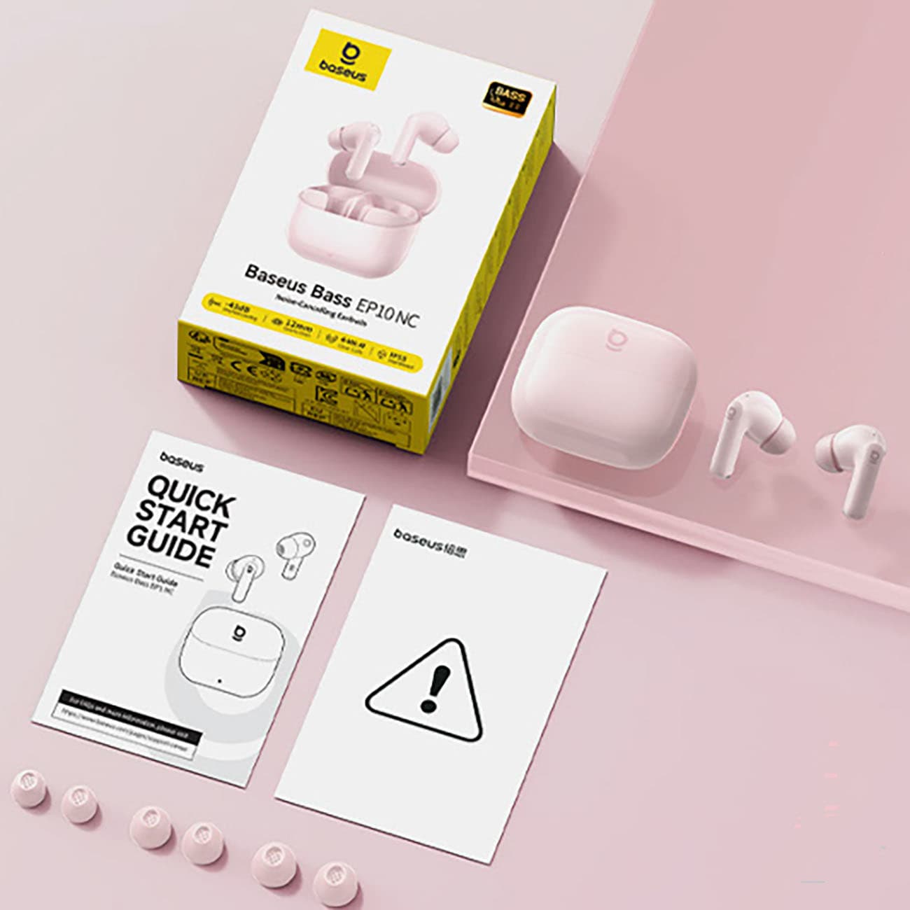 Baseus Bass EP10 TWS trådløse in-ear-hodetelefoner med ANC – rosa