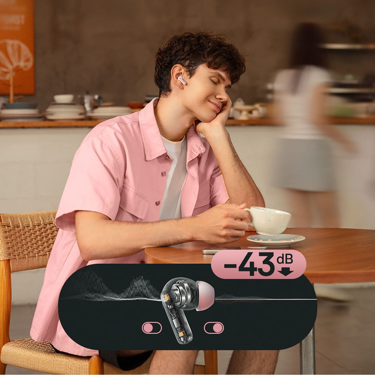 Baseus Bass EP10 TWS trådløse in-ear-hodetelefoner med ANC – rosa