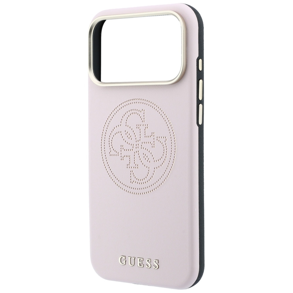 Guess perforert 4G-Magsafe-etui med gullogo til iPhone 17 Pro Max / 18 Pro Max – rosa