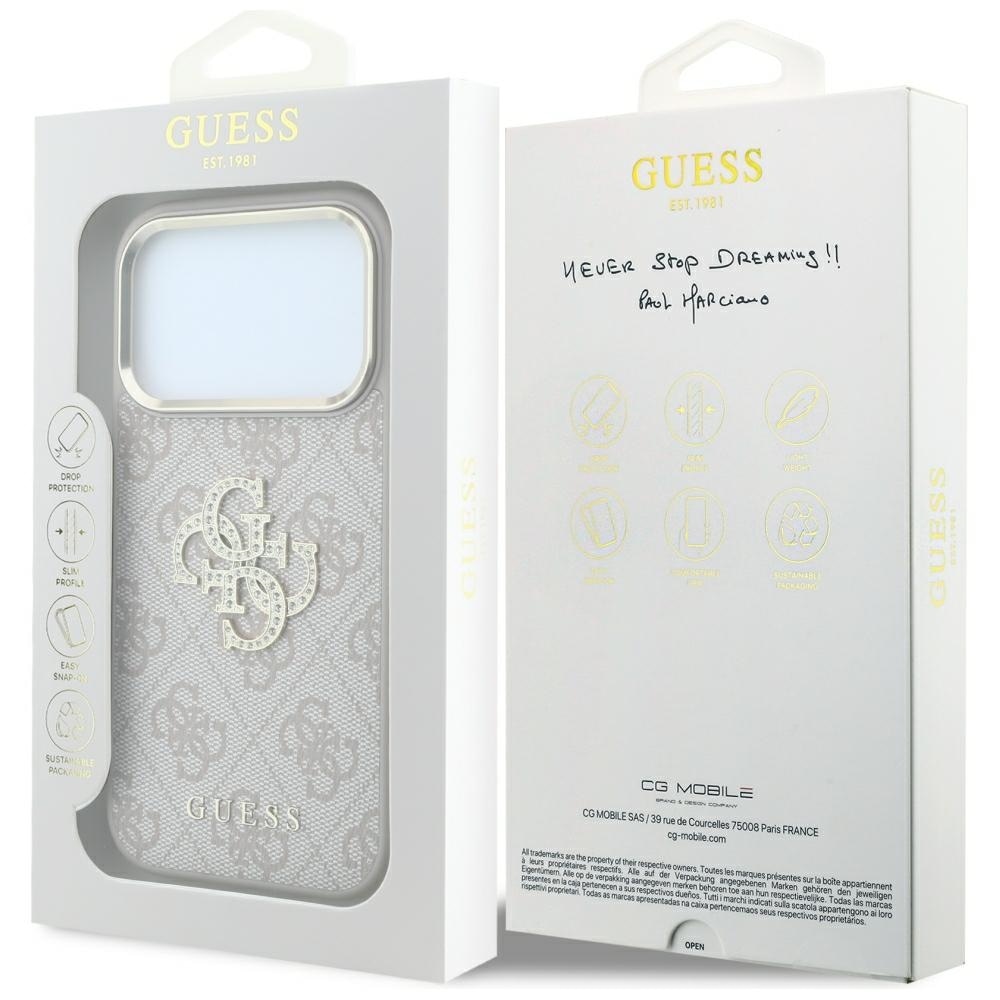 Guess 4G & Big Strass-logo-etui til iPhone 17 Pro / 18 Pro – Rosa