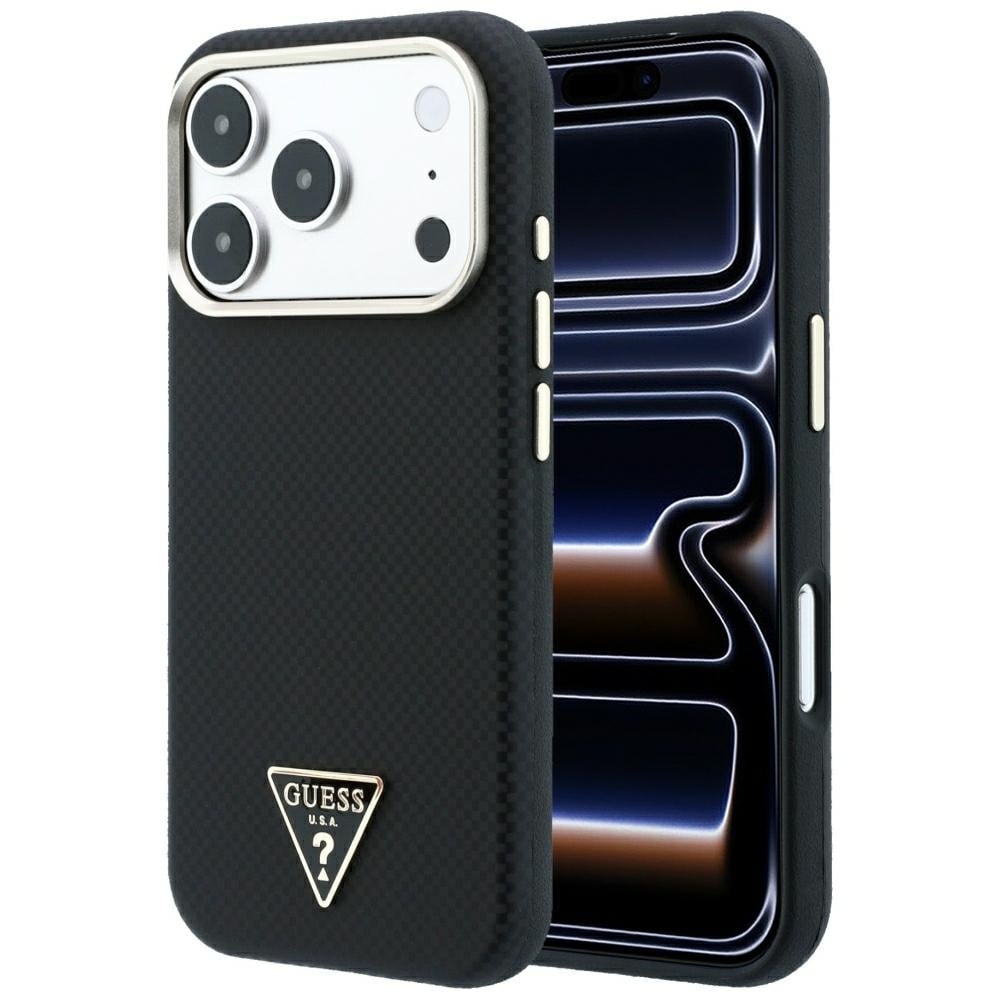 Guess MagSafe-etui med Kevlar-trekantlogo til iPhone 17 Pro / 18 Pro – svart