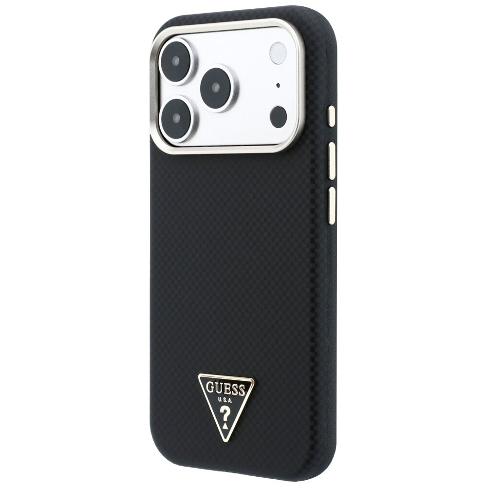 Guess MagSafe-etui med Kevlar-trekantlogo til iPhone 17 Pro / 18 Pro – svart