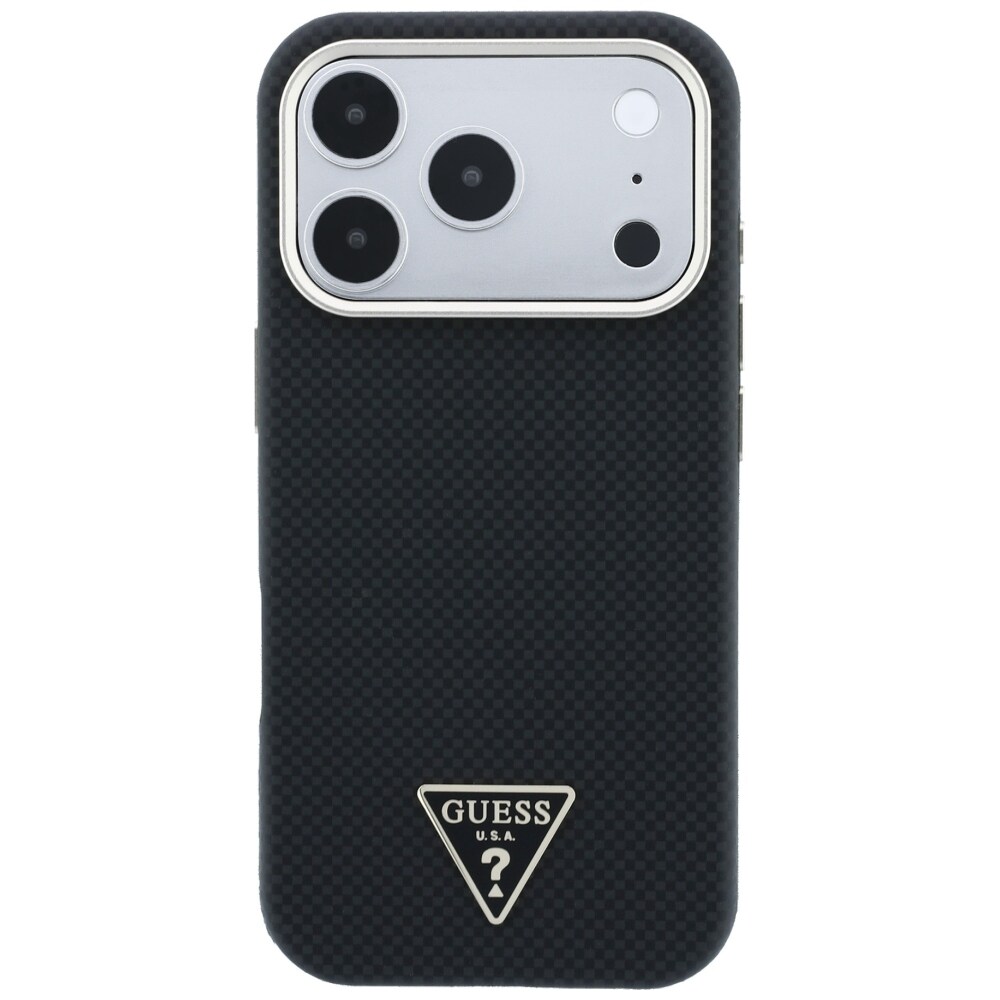 Guess MagSafe-etui med Kevlar-trekantlogo til iPhone 17 Pro / 18 Pro – svart