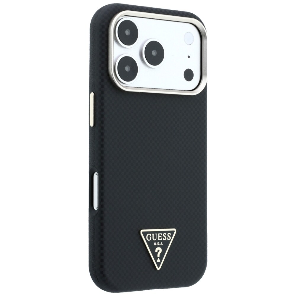 Guess MagSafe-etui med Kevlar-trekantlogo til iPhone 17 Pro / 18 Pro – svart