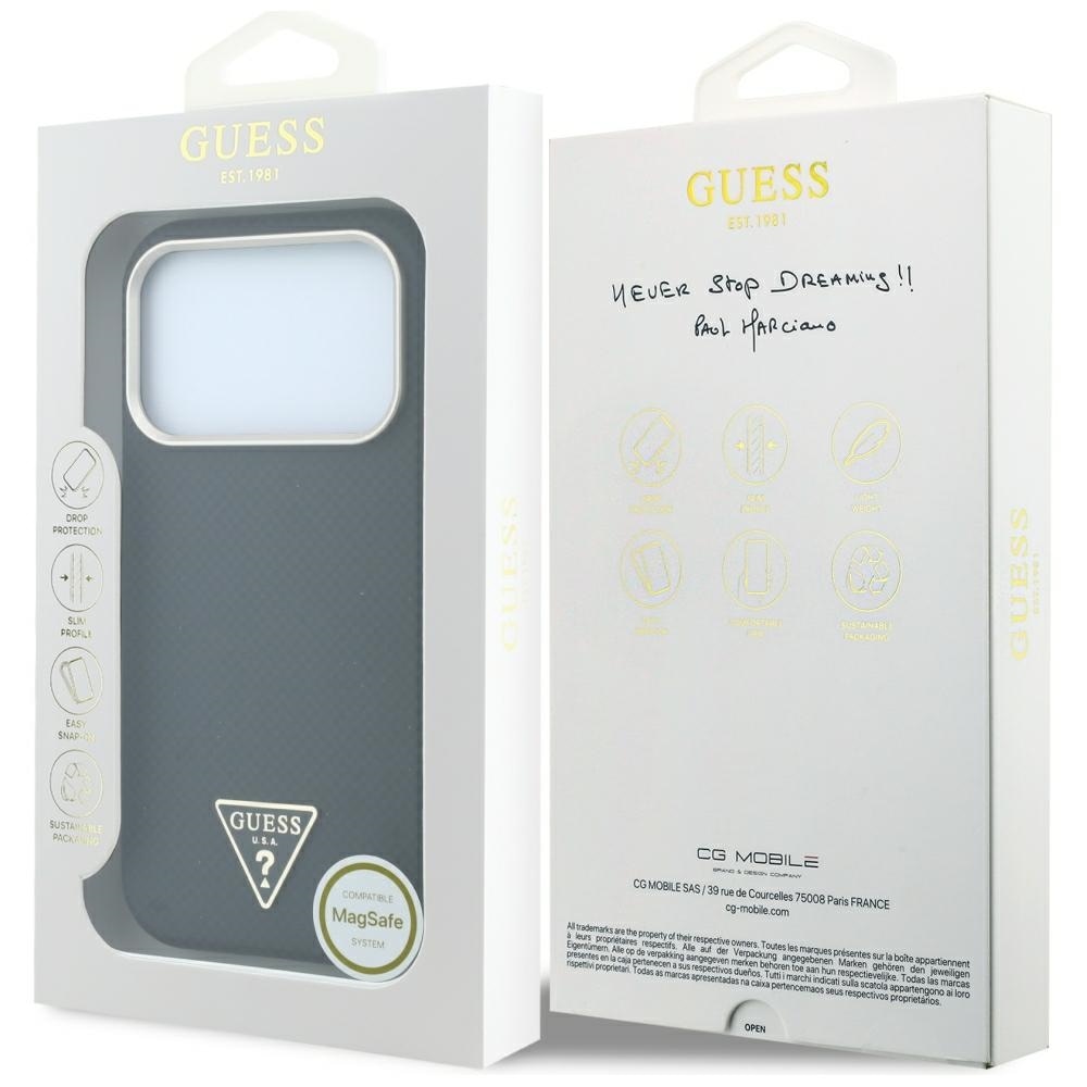 Guess MagSafe-etui med Kevlar-trekantlogo til iPhone 17 Pro / 18 Pro – svart