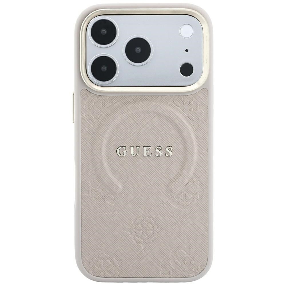 Guess Saffiano Peony & Ring MagSafe-etui til iPhone 17 Pro / 18 Pro – rosa