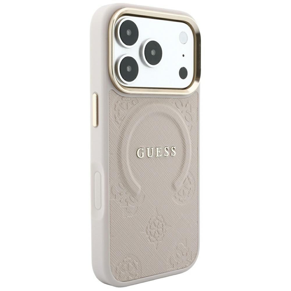 Guess Saffiano Peony & Ring MagSafe-etui til iPhone 17 Pro / 18 Pro – rosa