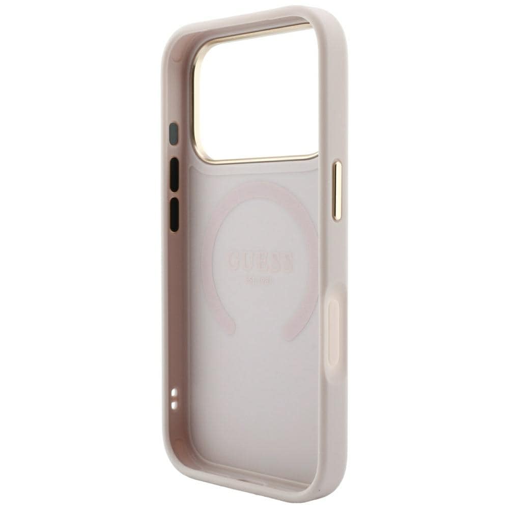 Guess Saffiano Peony & Ring MagSafe-etui til iPhone 17 Pro / 18 Pro – rosa