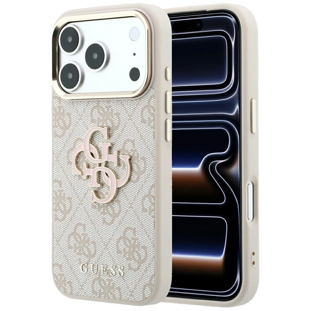 Guess 4G & Big Resin-logoetui til iPhone 17 Pro Max / 18 Pro Max – Rosa