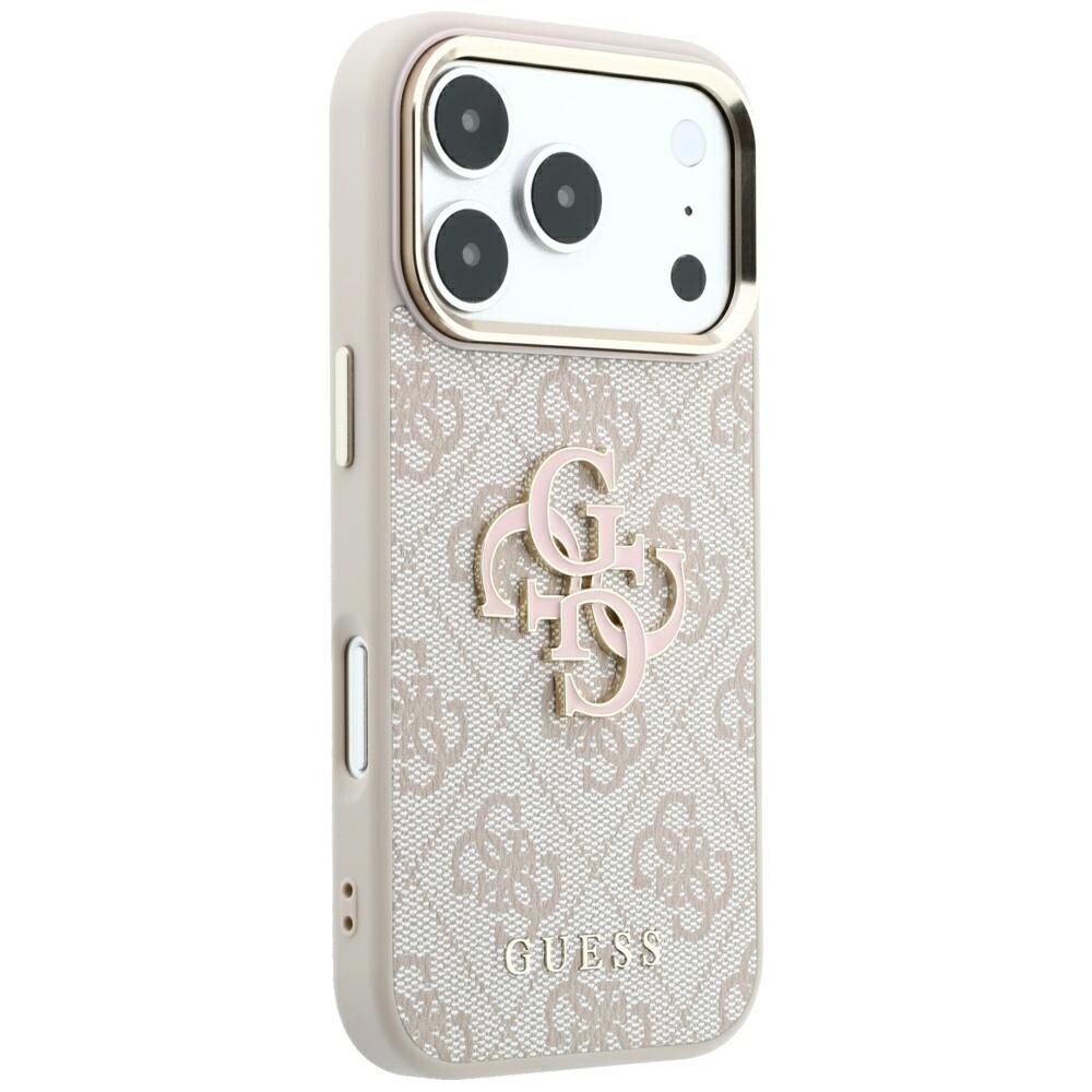 Guess 4G & Big Resin-logoetui til iPhone 17 Pro Max / 18 Pro Max – Rosa