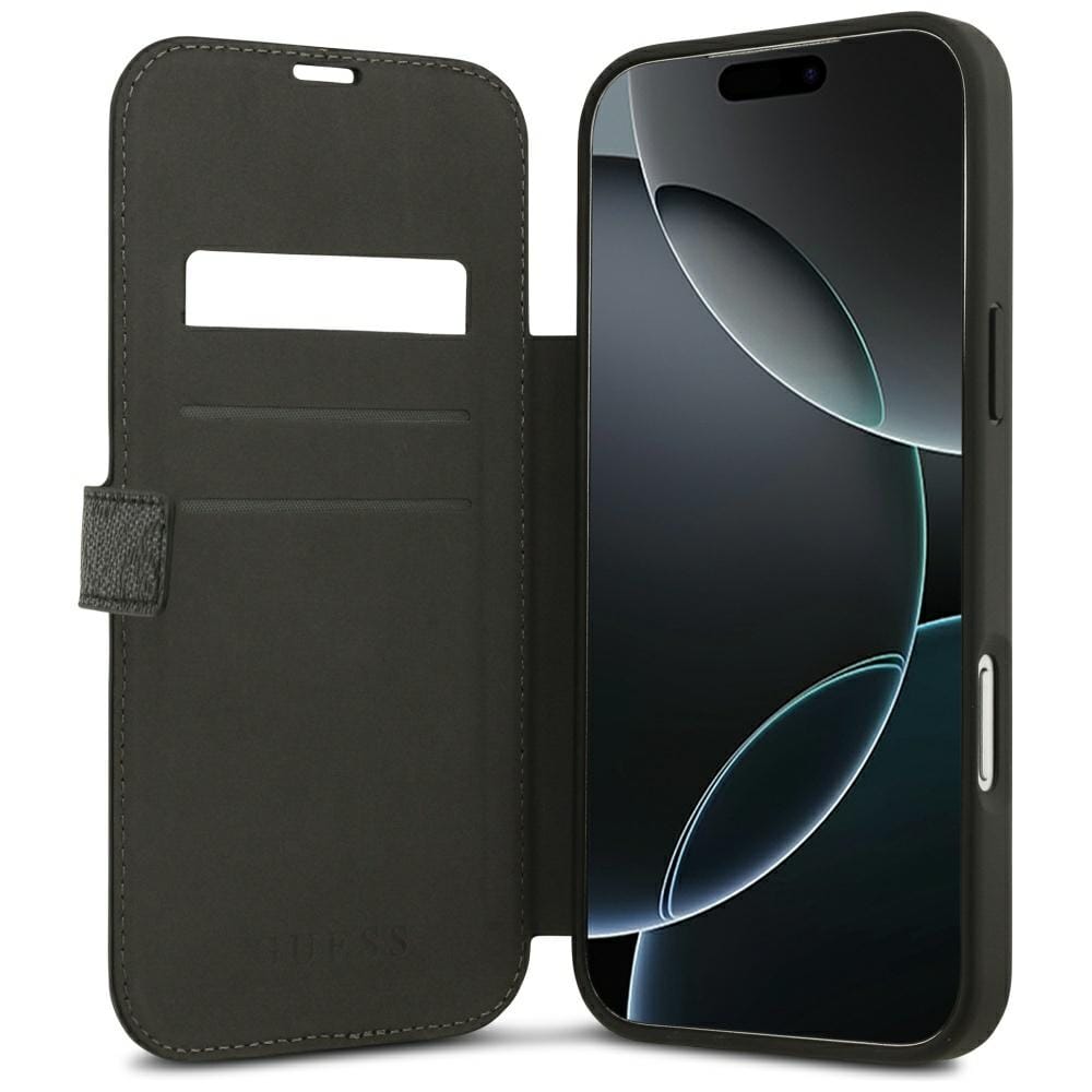 Guess Book 4G metall-logoetui til iPhone 18 Pro Max / 17 Pro Max – svart