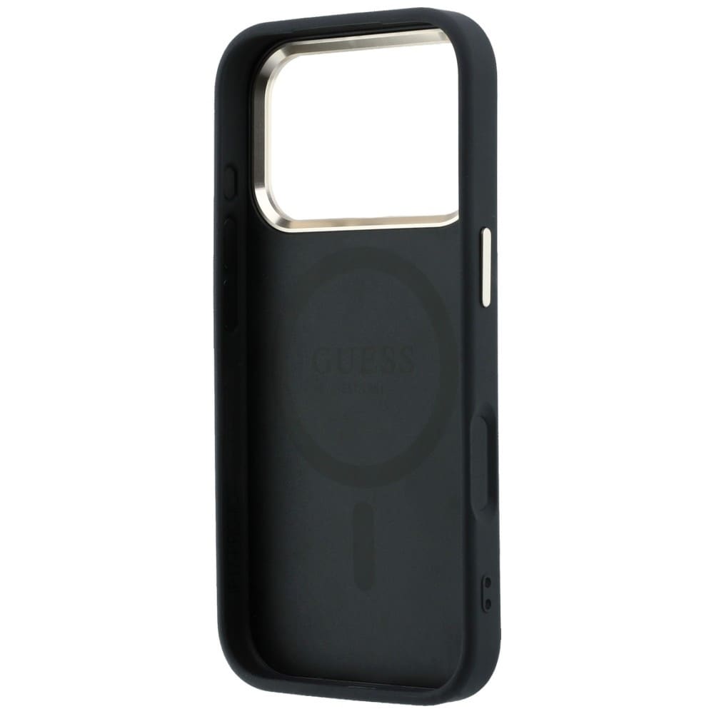 Guess Saffiano Small 4G & Classic Logo MagSafe-etui til iPhone 17 Pro Max / 18 Pro Max – svart