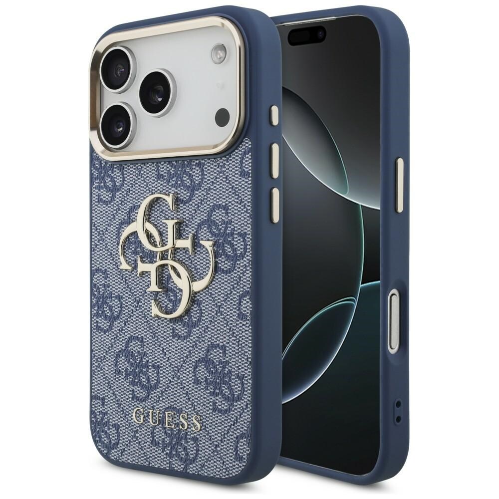 Guess 4G Big 4G Classic Logo-etui til iPhone 18 Pro / 17 Pro – blått og gull