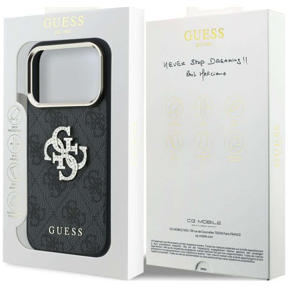 Guess 4G & Big Strass Logo-etui til iPhone 17 Pro Max / 18 Pro Max – Svart