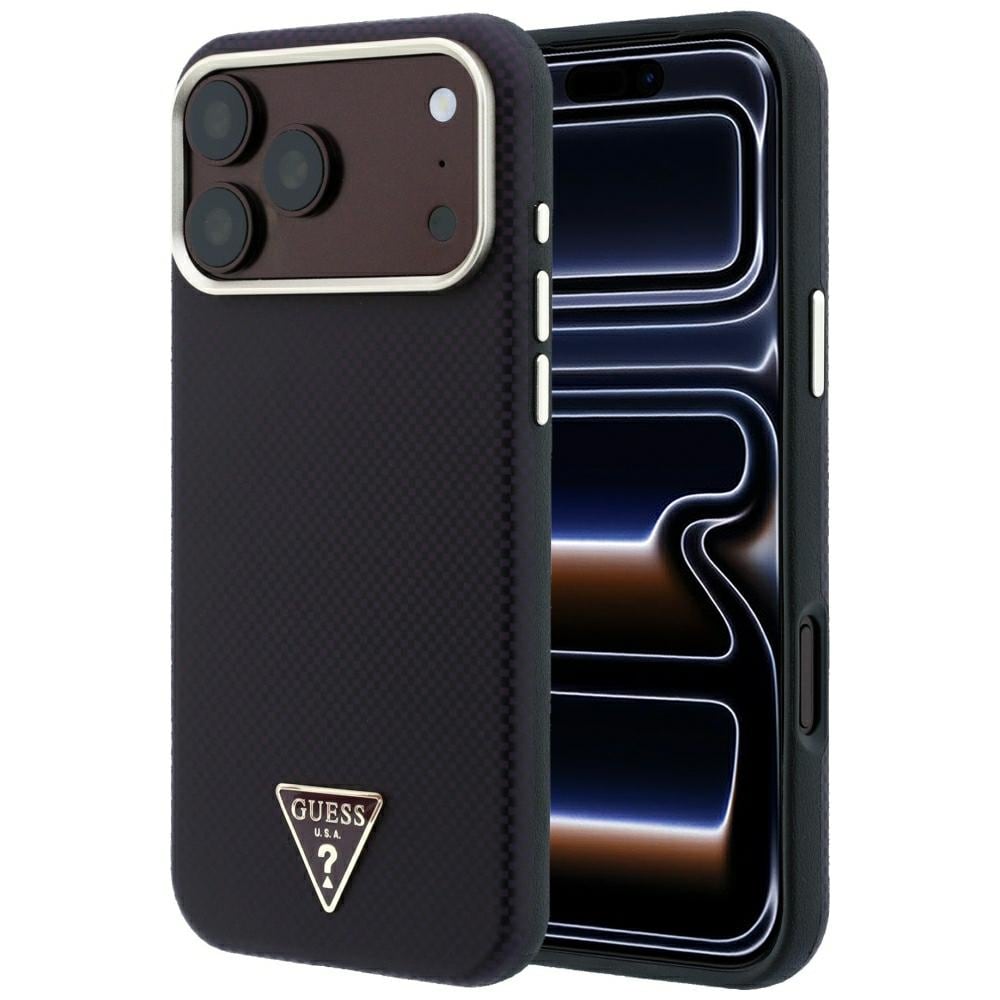 Guess MagSafe-etui med Kevlar-trekantlogo til iPhone 17 Pro Max / 18 Pro Max – burgunder