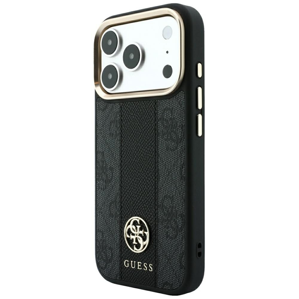 Guess 4G m. Stripe-logo i rund & Classic – MagSafe-etui til iPhone 17 Pro / 18 Pro – svart