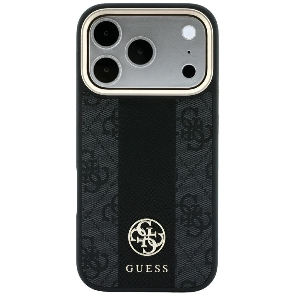 Guess 4G m. Stripe-logo i rund & Classic – MagSafe-etui til iPhone 17 Pro / 18 Pro – svart