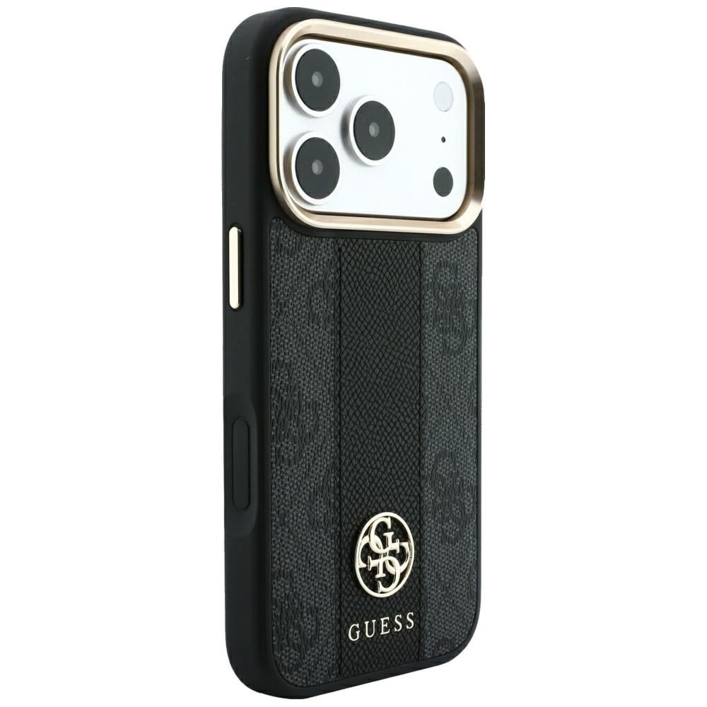 Guess 4G m. Stripe-logo i rund & Classic – MagSafe-etui til iPhone 17 Pro / 18 Pro – svart