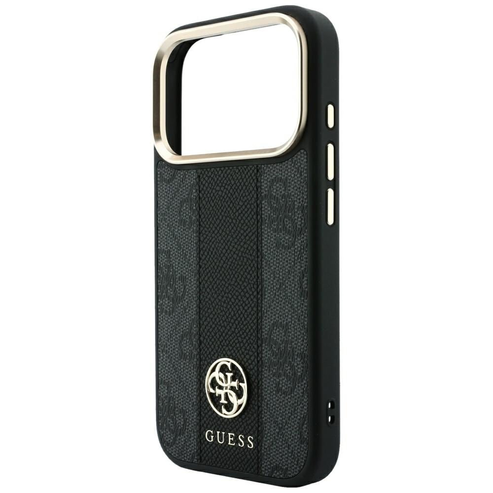 Guess 4G m. Stripe-logo i rund & Classic – MagSafe-etui til iPhone 17 Pro / 18 Pro – svart