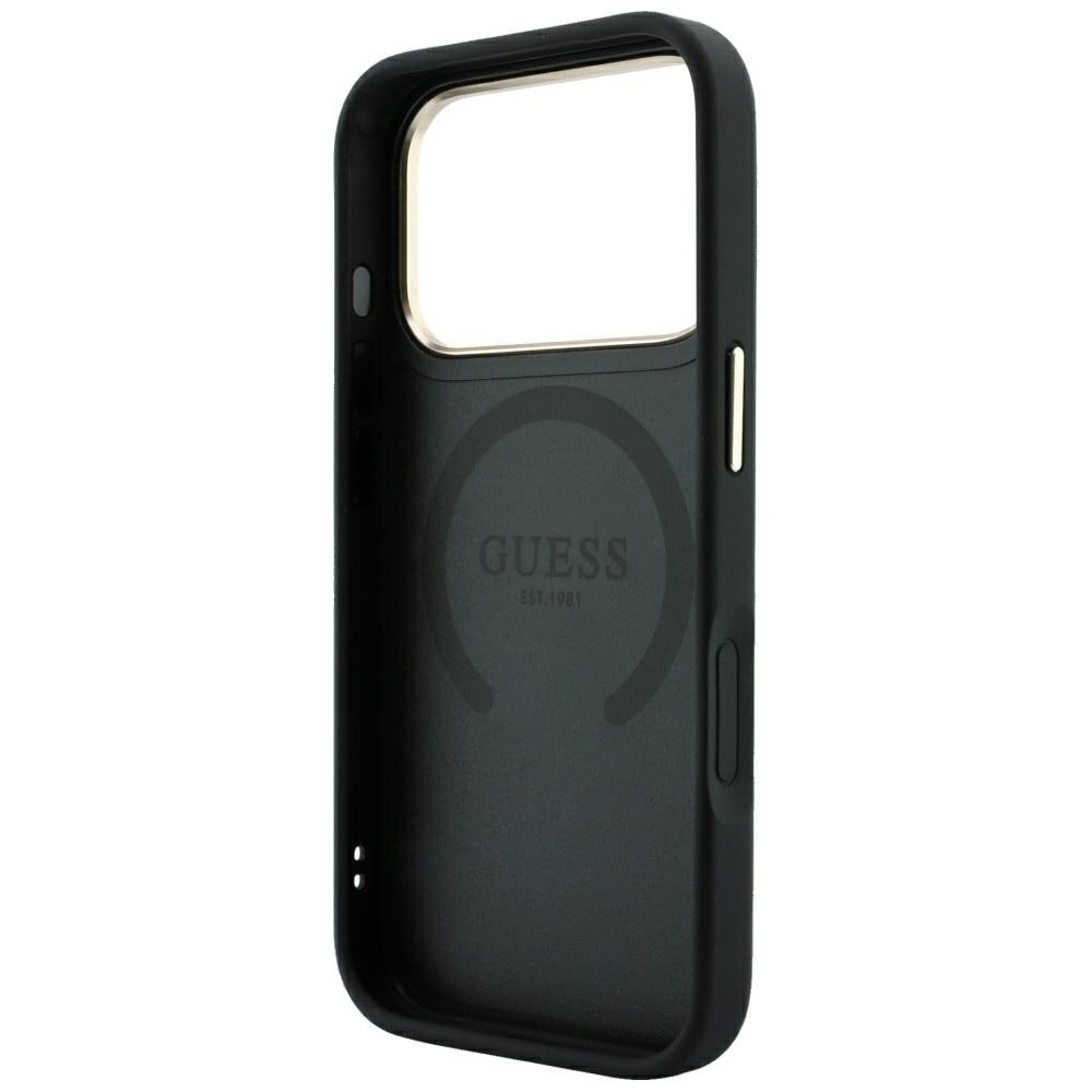 Guess 4G m. Stripe-logo i rund & Classic – MagSafe-etui til iPhone 17 Pro / 18 Pro – svart