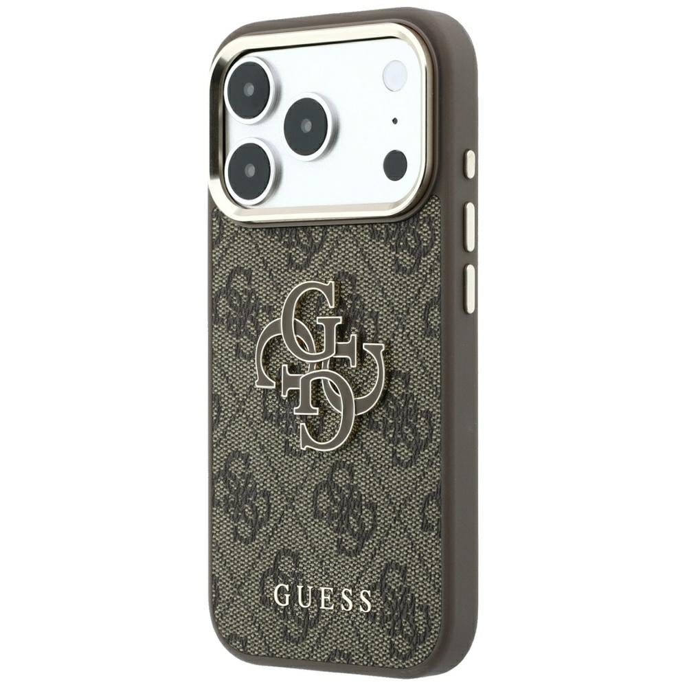 Guess 4G & Big Resin-logoetui til iPhone 17 Pro Max / 18 Pro Max – brun