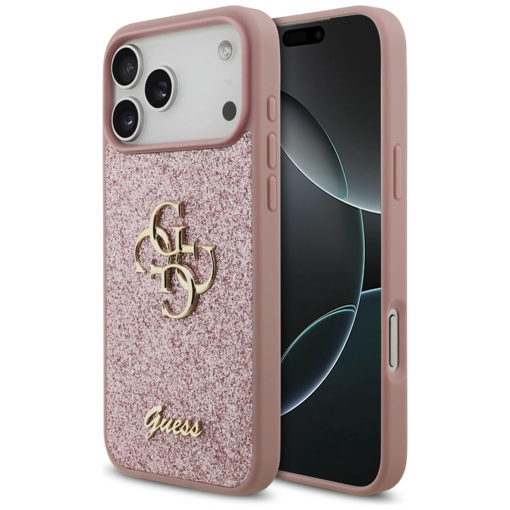 Guess Fixed Glitter Big 4G-etui til iPhone 18 Pro Max / 17 Pro Max – rosa