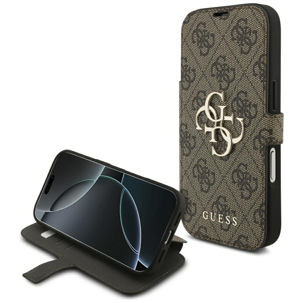 Guess Book 4G metalllogo-etui til iPhone 18 Pro / 17 Pro – brun