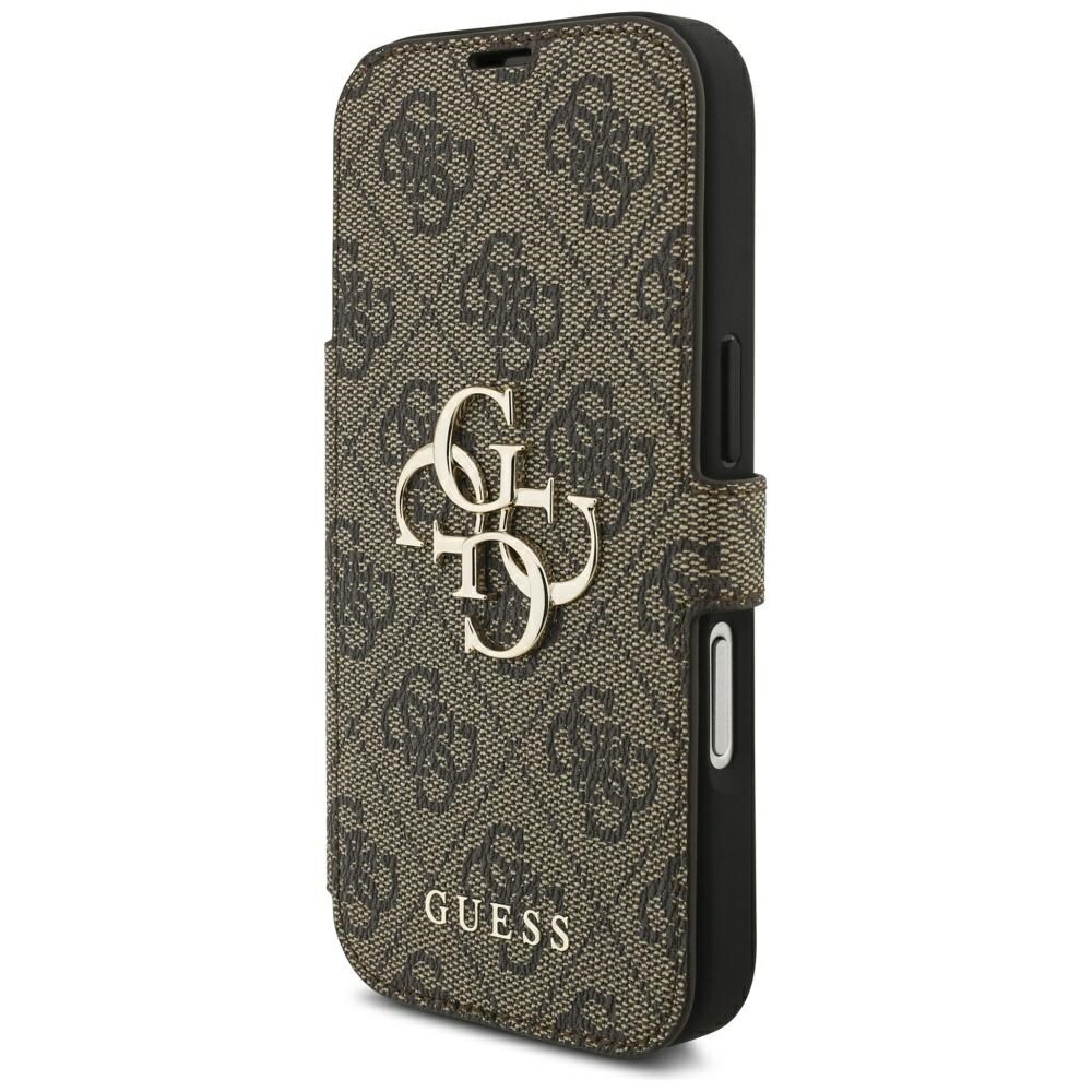 Guess Book 4G metalllogo-etui til iPhone 18 Pro / 17 Pro – brun