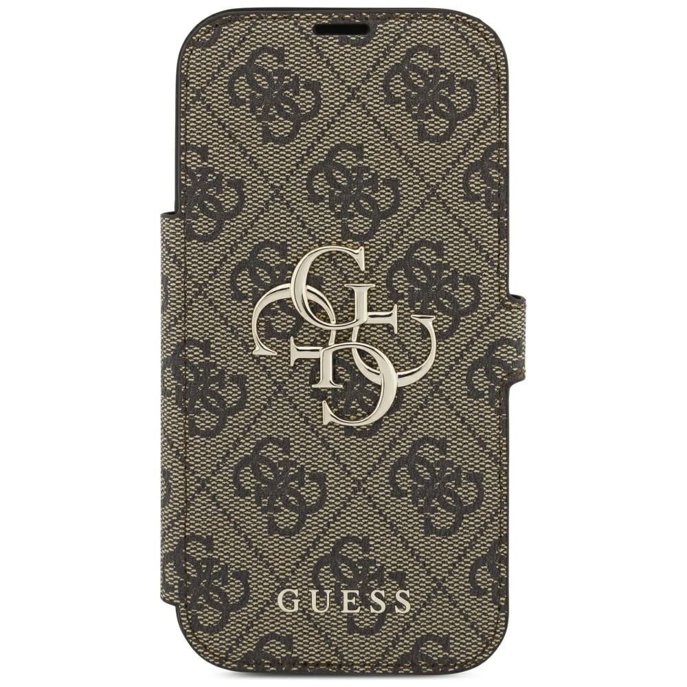 Guess Book 4G metalllogo-etui til iPhone 18 Pro / 17 Pro – brun