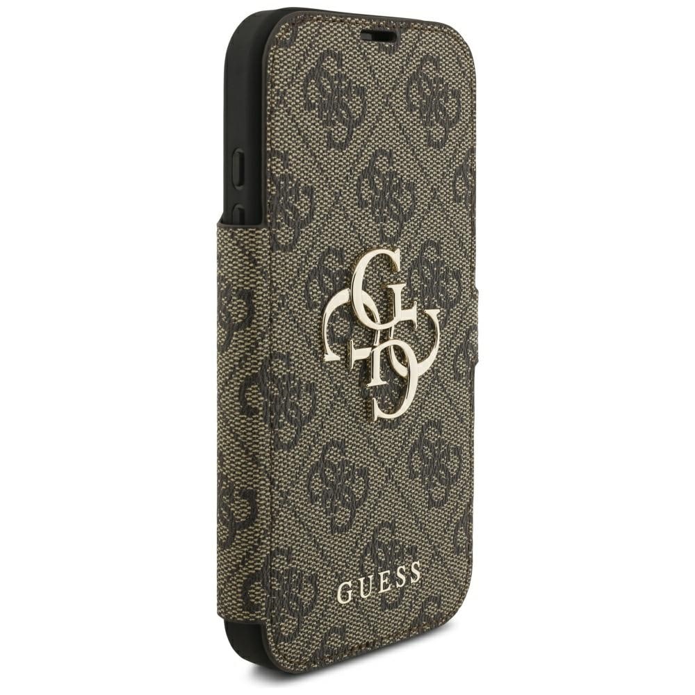 Guess Book 4G metalllogo-etui til iPhone 18 Pro / 17 Pro – brun