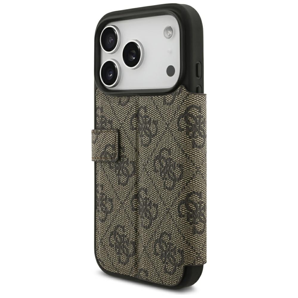 Guess Book 4G metalllogo-etui til iPhone 18 Pro / 17 Pro – brun