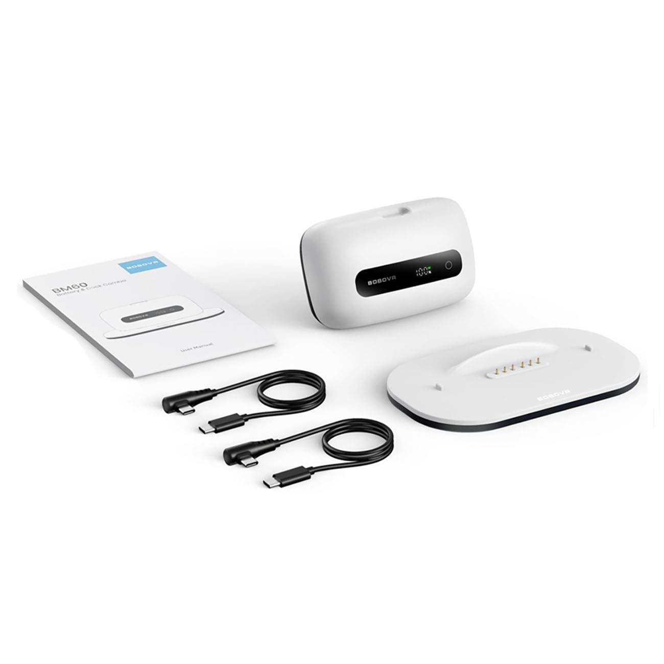 BoboVR BM60-1 6500 mAh-batteri til BoboVR M3 Pro+ og BoboVR M3 med ladestasjon – hvit
