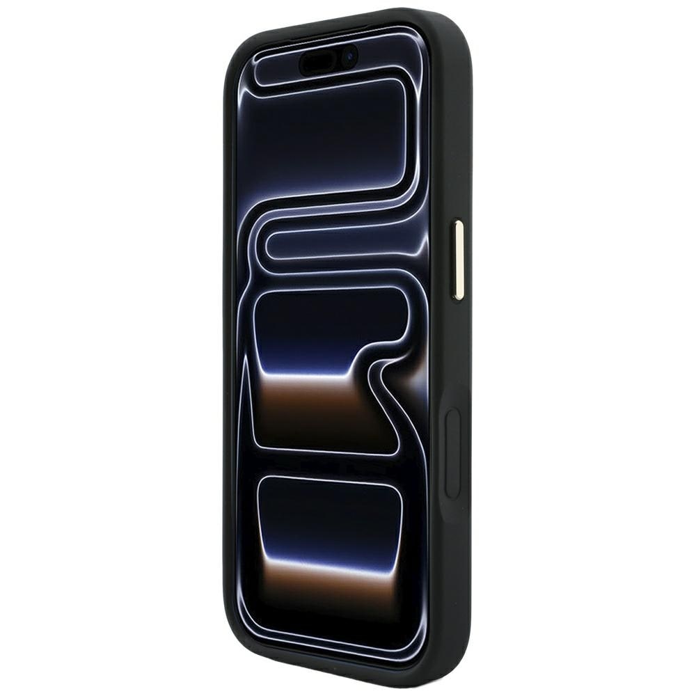 Guess Saffiano Peony & Ring MagSafe-etui til iPhone 17 Pro Max / 18 Pro Max – Svart