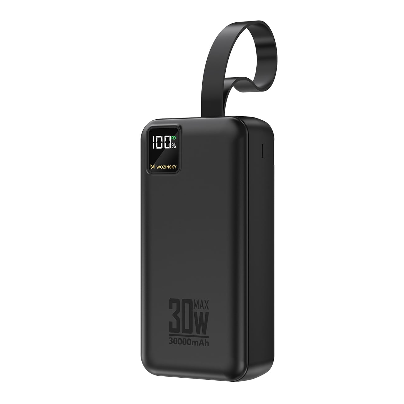 Wozinsky W8-W 30 000 mAh 30 W powerbank med 2 x USB-A og USB-C samt lommelykt – svart
