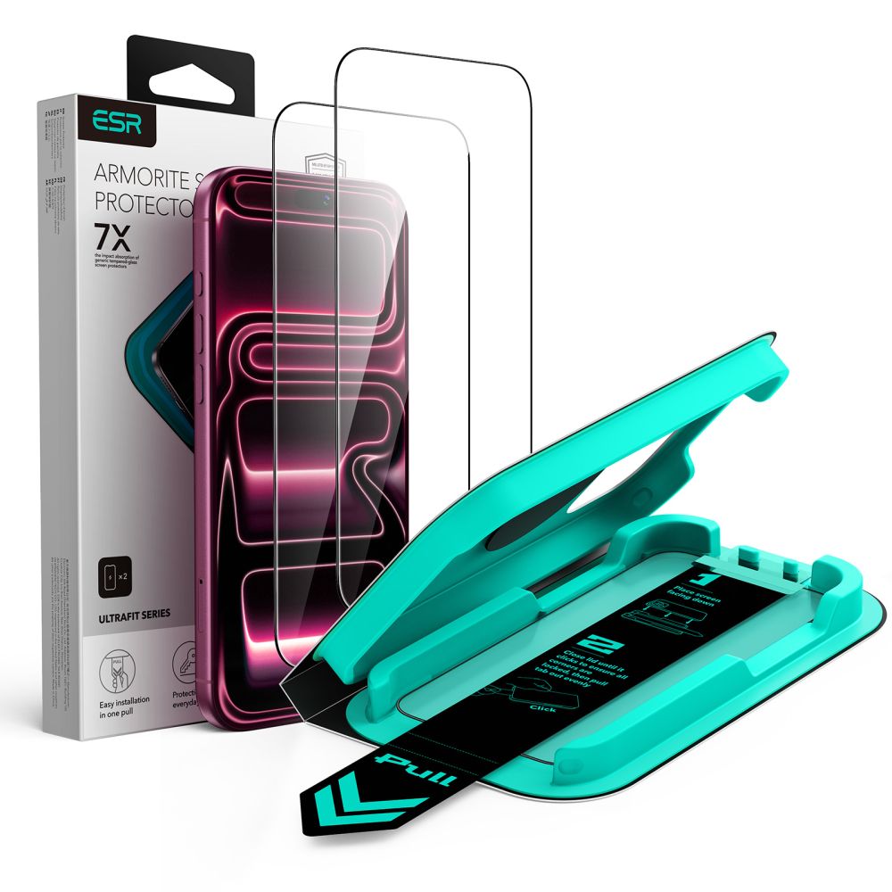 ESR UltraFit Armorite 2-pakning med herdet glass til iPhone 18 Pro Max / 17 Pro Max – svart
