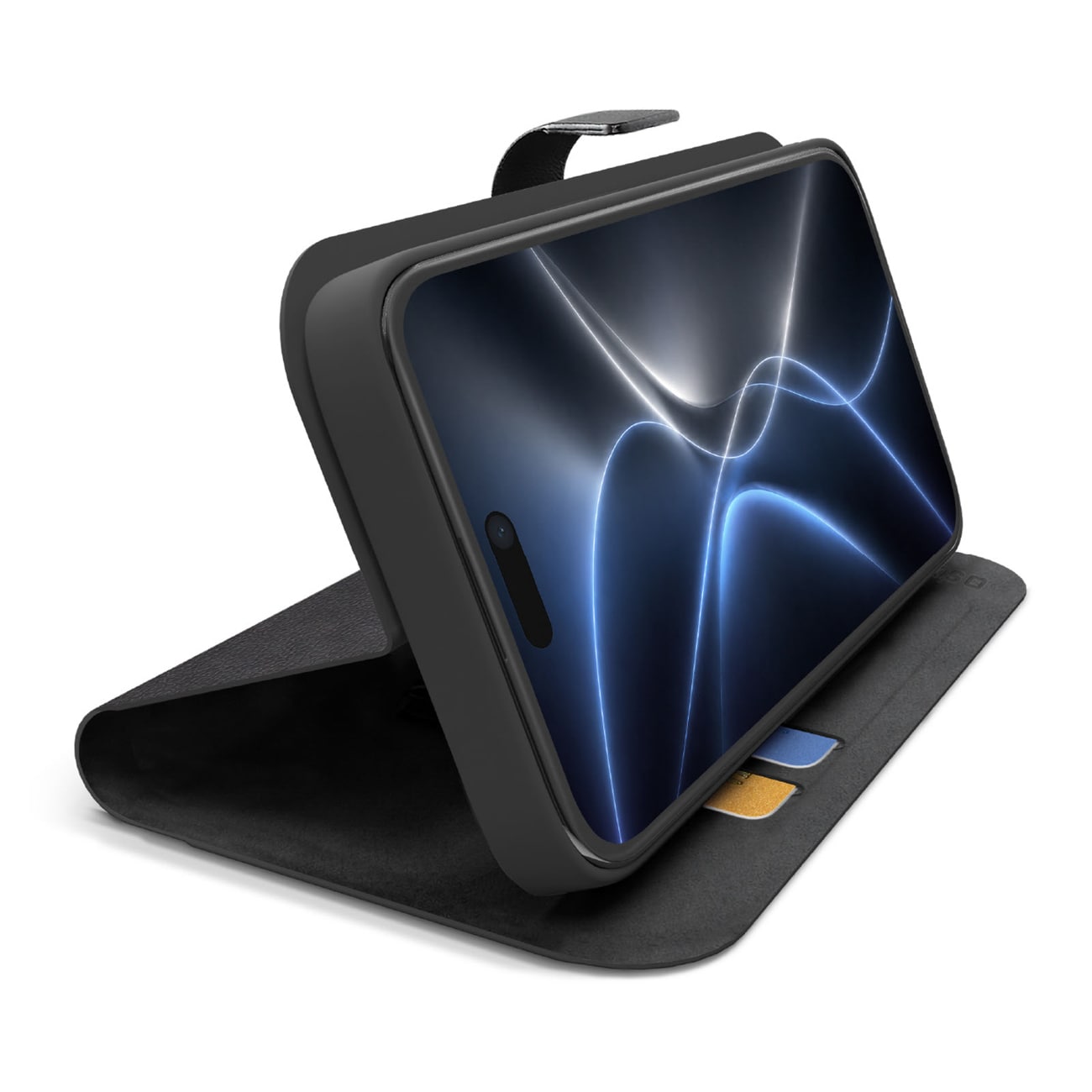 SBS Wallet Smart Case til iPhone 18 Pro med lommebok og stativ – svart
