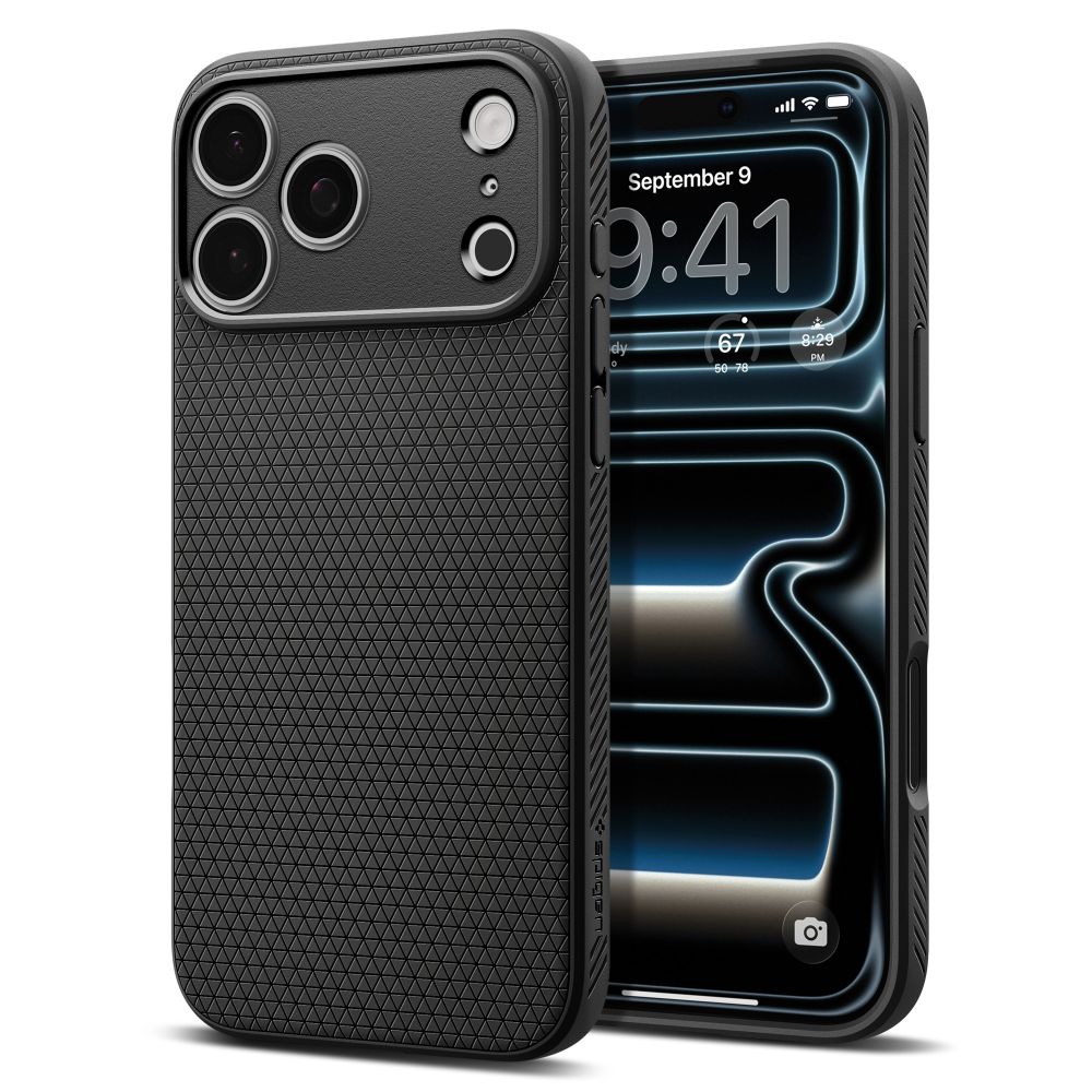 Spigen Liquid Air-etui til iPhone 18 Pro / 17 Pro – matt svart