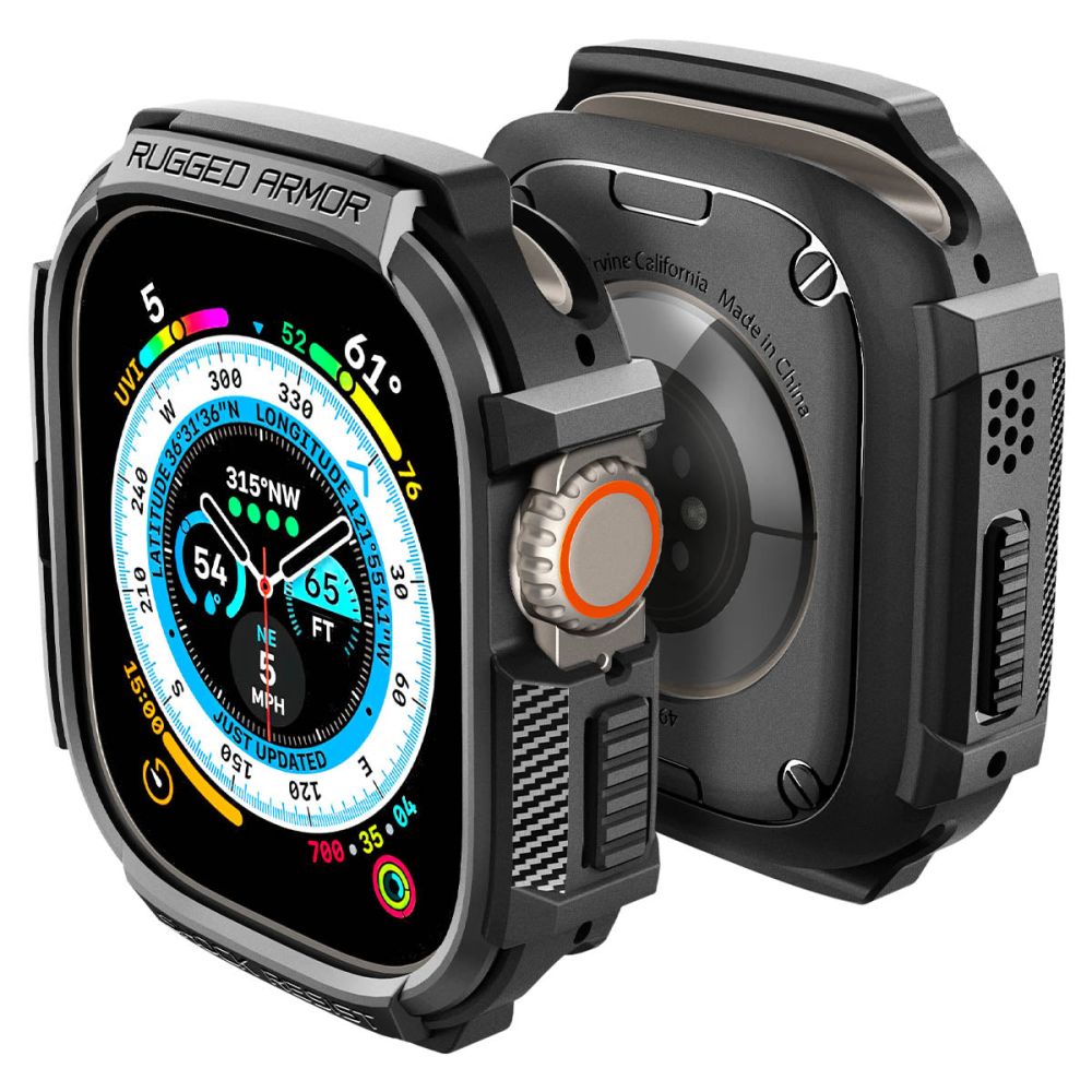 Spigen Rugged Armor-etui til Apple Watch Ultra (49 mm) – matt svart