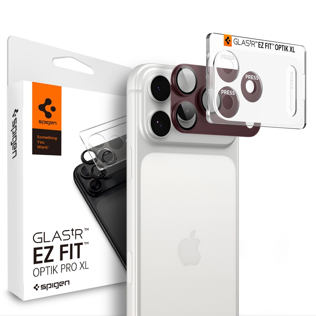 Spigen Optik Pro XL GLAS.TR EZ FIT herdet glass til iPhone 18 Pro Max – Dark Cherry