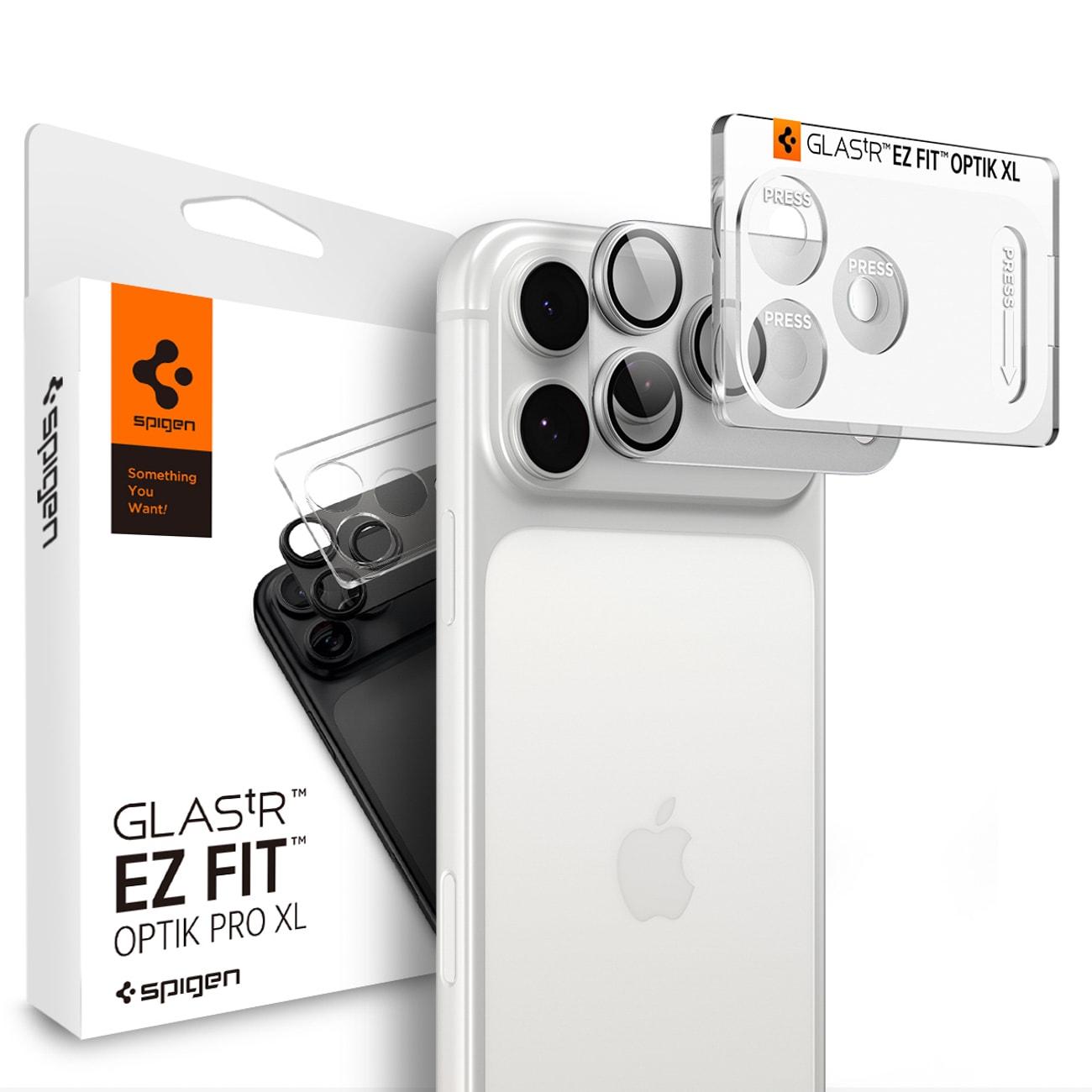 Spigen Optik Pro XL GLAS.TR EZ FIT herdet glass til iPhone 18 Pro Max – sølv