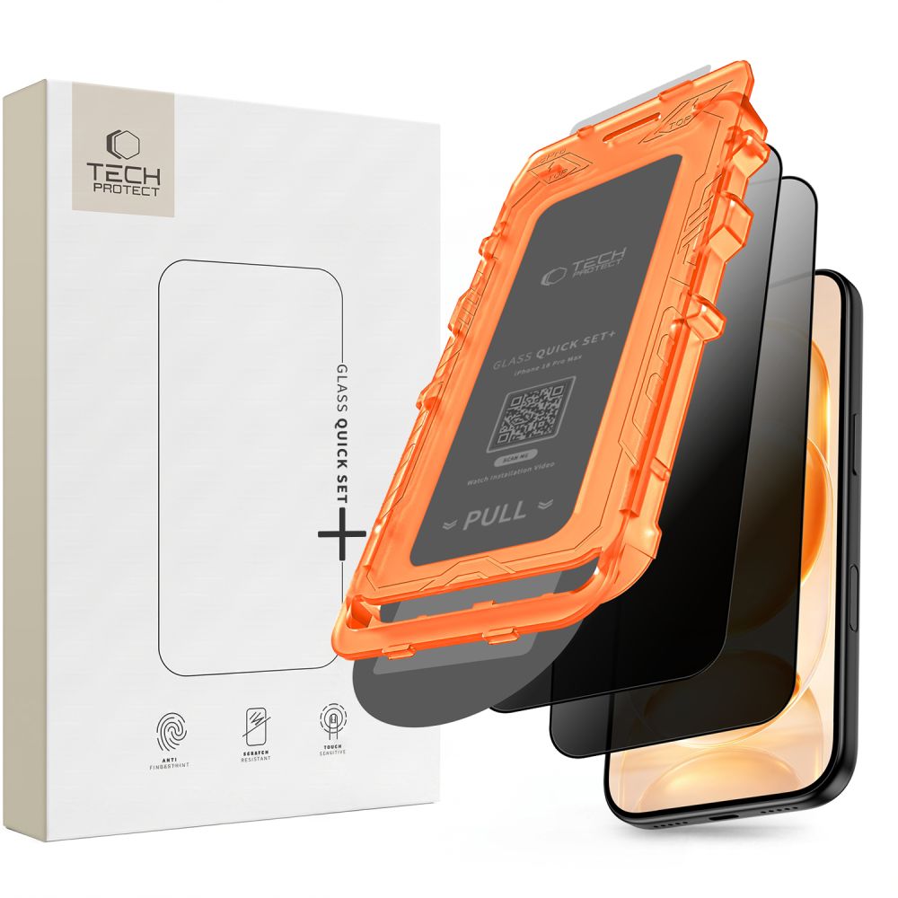 Tech-Protect Quick Set Spy+ 2-pakning med personvernglass til iPhone 18 Pro Max