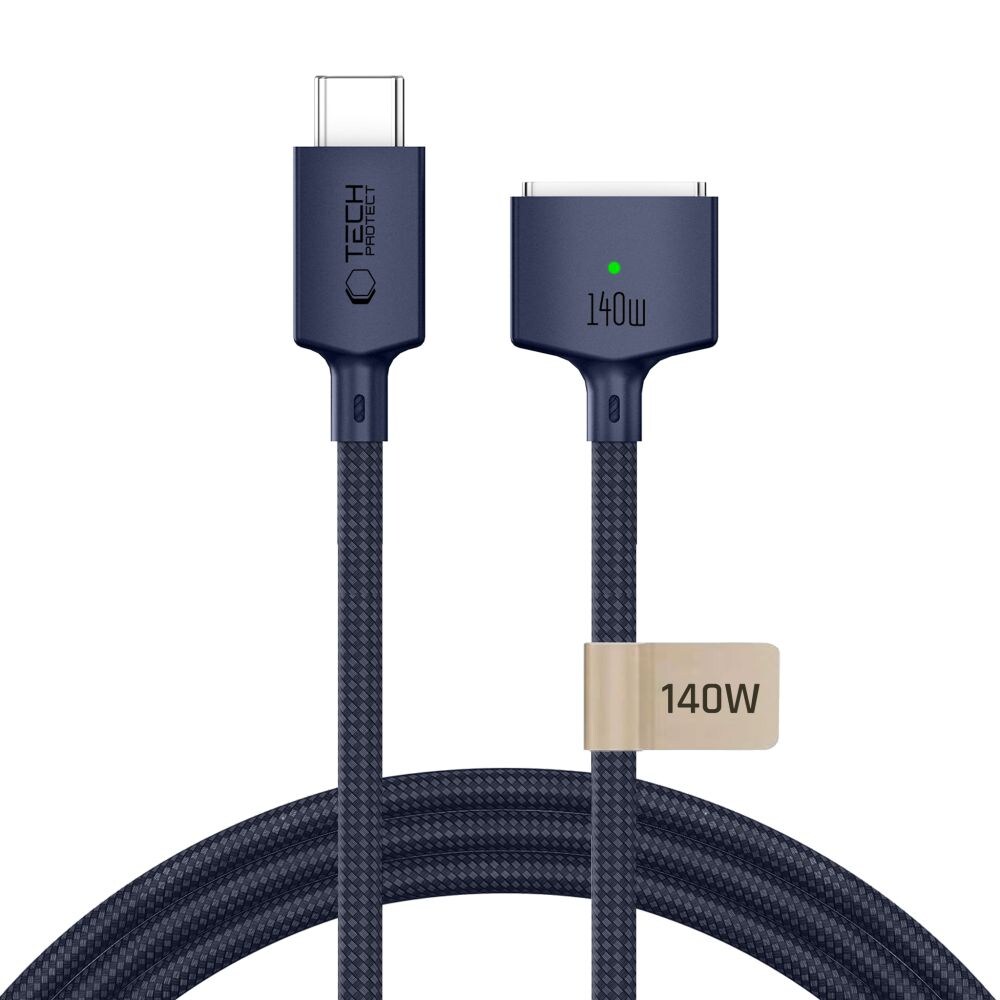 Tech-Protect MMC01 Ultraboost USB-C / MagSafe 3 140 W 300 cm kabel til MacBook – marineblå