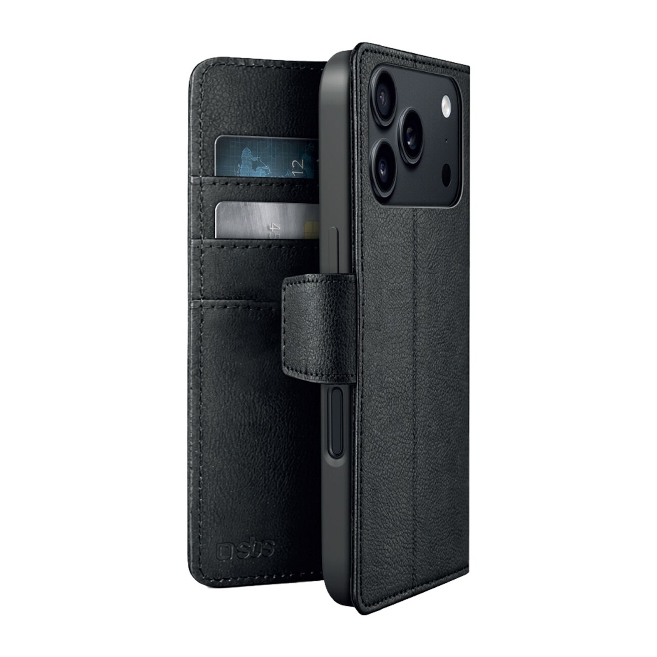 SBS Wallet Classic Mag-etui til iPhone 18 Pro med lommebok og stativ, MagSafe-kompatibelt – svart